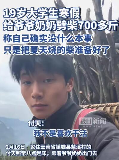 大学生寒假给爷爷奶奶劈柴700多斤图片 大学生寒假给爷爷奶奶劈柴700多斤图片